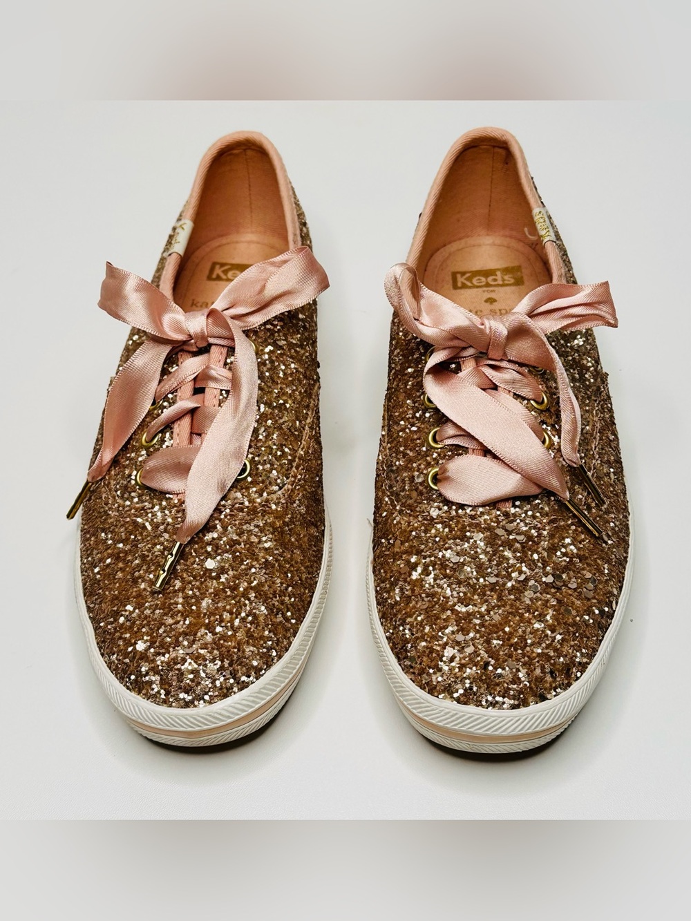 Keds X Kate Spade New York Rose Gold Glitter Sneakers Tennis Shoes - Picture 5 of 16
